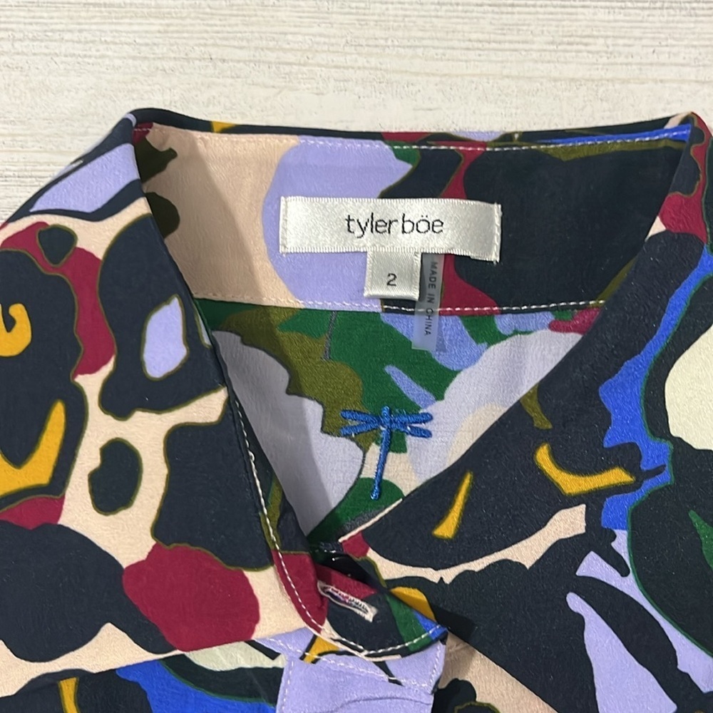 Tyler Boe Chloe Blue Silk Top Size 2 - Picture 6 of 11